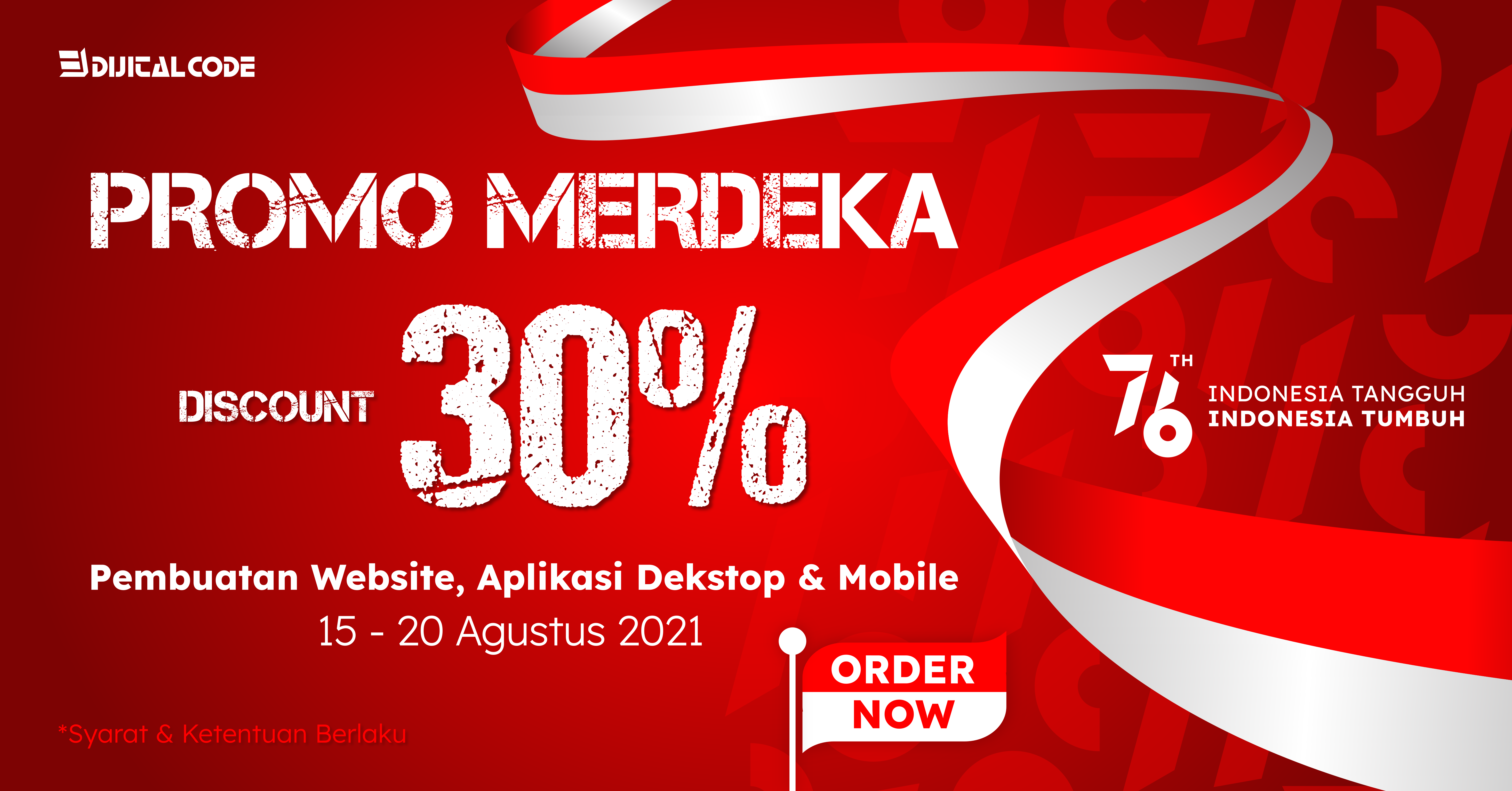 Promo Merdeka 76 Diskon 30% Untuk Pembuatan Website, Software & Aplikasi Mobile